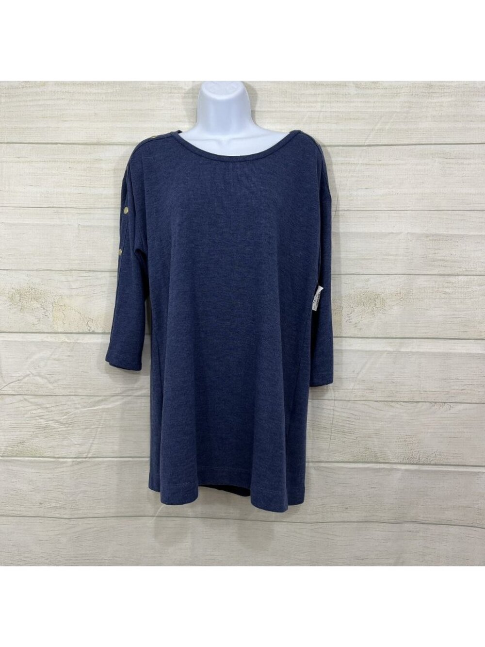 89th + Madison Blue Pullover Button Detail Long Sleeve Top